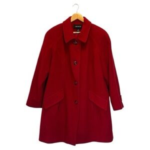 London Fog 1X Women's Red Pea Coat Wool Blend Jacket Winter